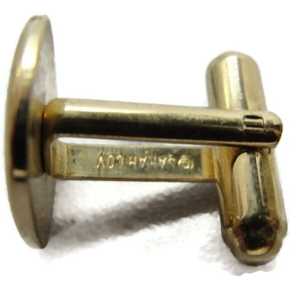 Sarah Coventry Intaglio Style Cufflinks Set Gold Tone Wedding Tux Vintage - Picture 7 of 11